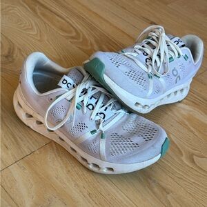 On Running Women's White and Teal Athletic Shoes
